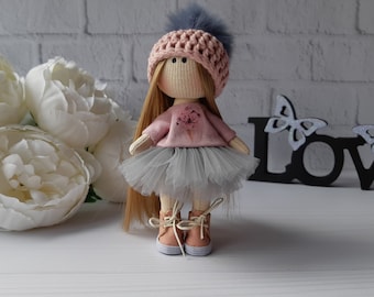 Bambola di stoffa fatta a mano, regalo per bambina, decorazione per la cameretta dei bambini, regalo di compleanno, bambola da collezione, bambola artistica, bambola di pezza, bambola di stoffa, giocattoli tessili.