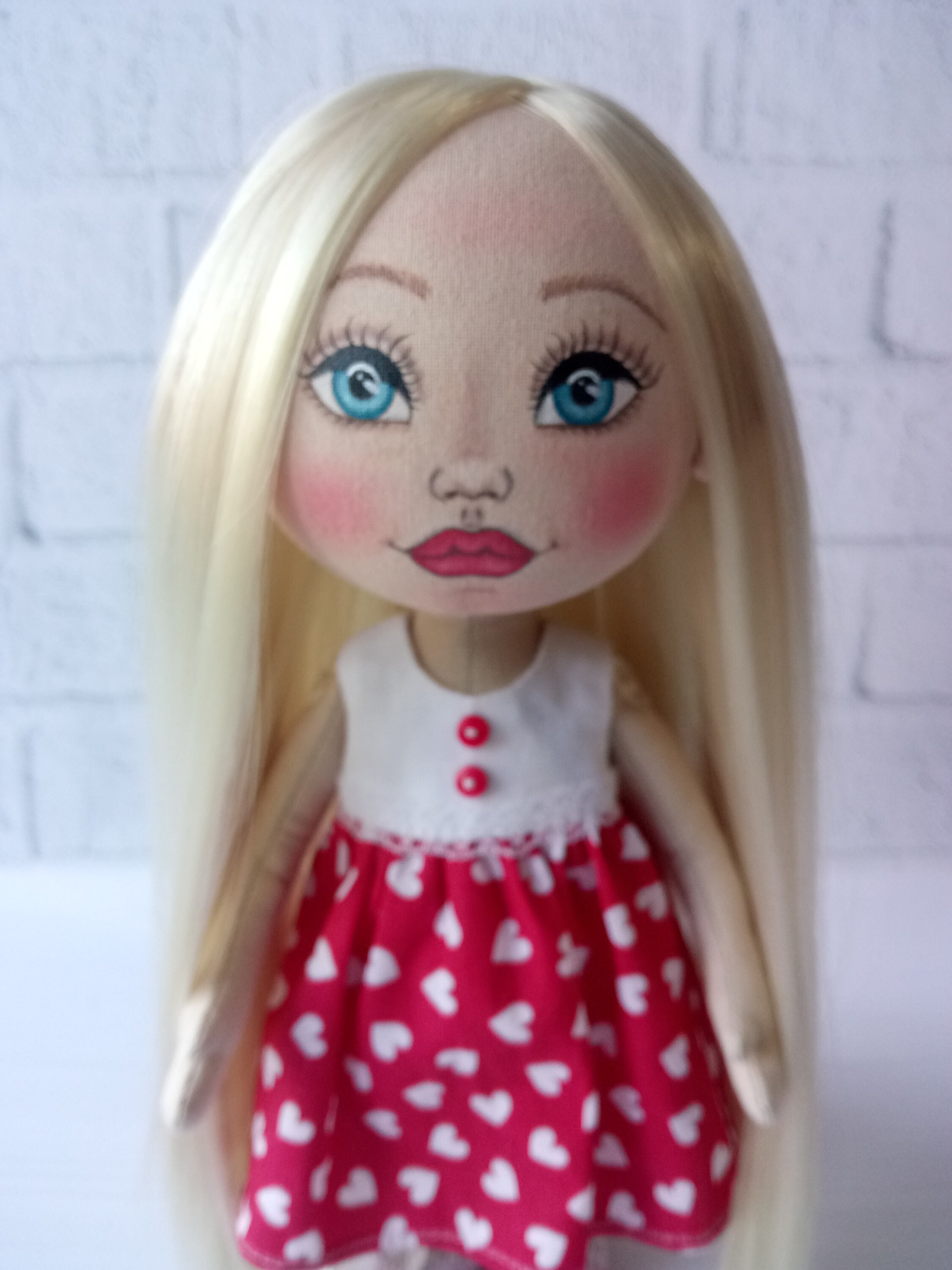 Stoffpuppe Mädchen Lange Haare Puppe Handarbeit Geschenk für Etsy