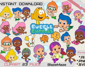 Download Free Bubble Guppies Birthday Svg Etsy PSD Mockup Template