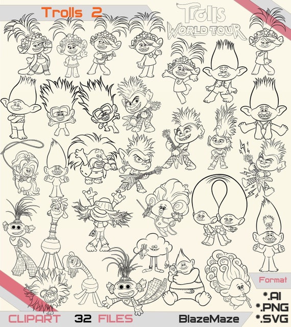Download Clipart Trolls 2 Trolls Svg Png Files Movie Coloring Files Etsy