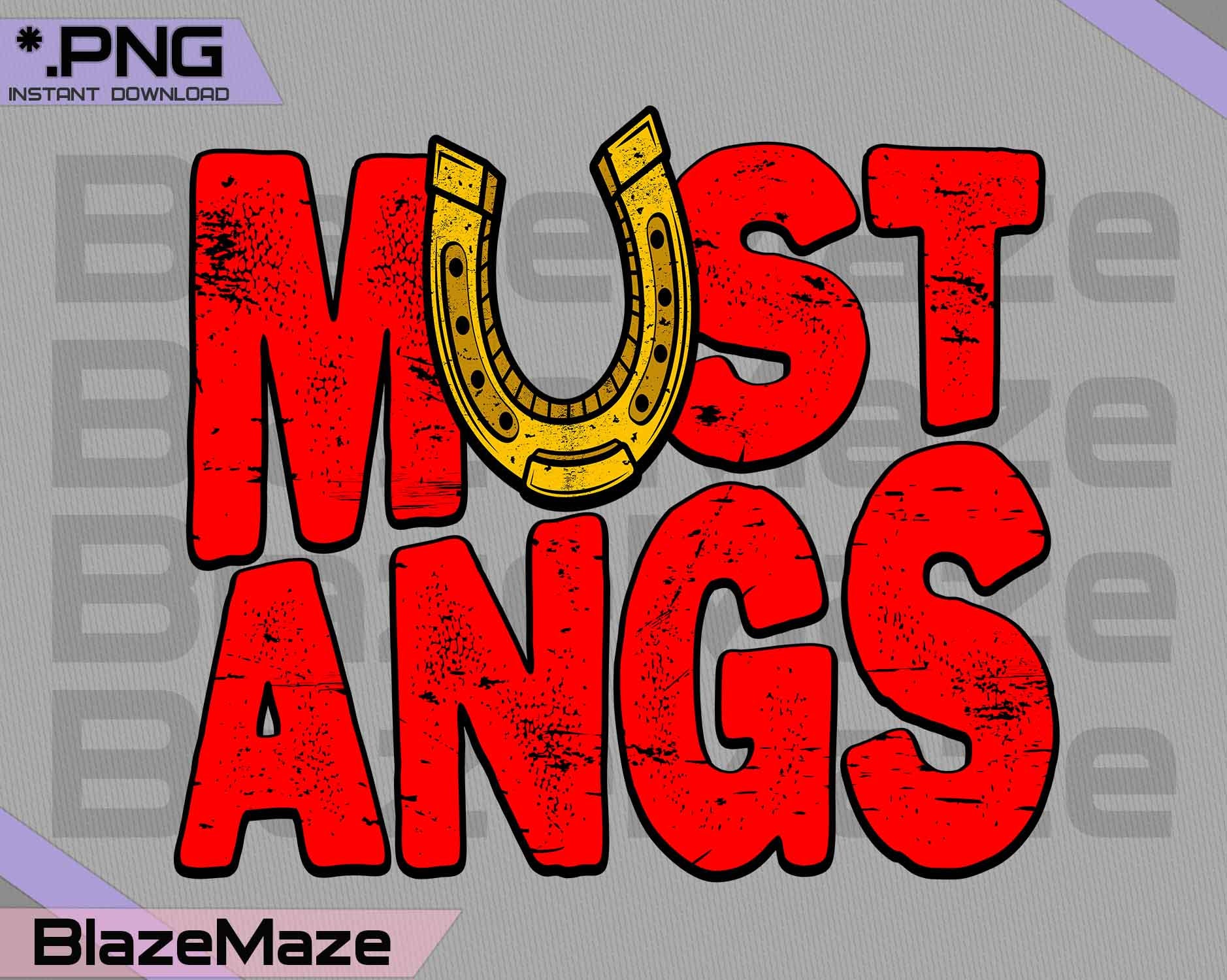 Mustangs Horseshoe Horse PNG Retro Vintage Distressed Files Etsy