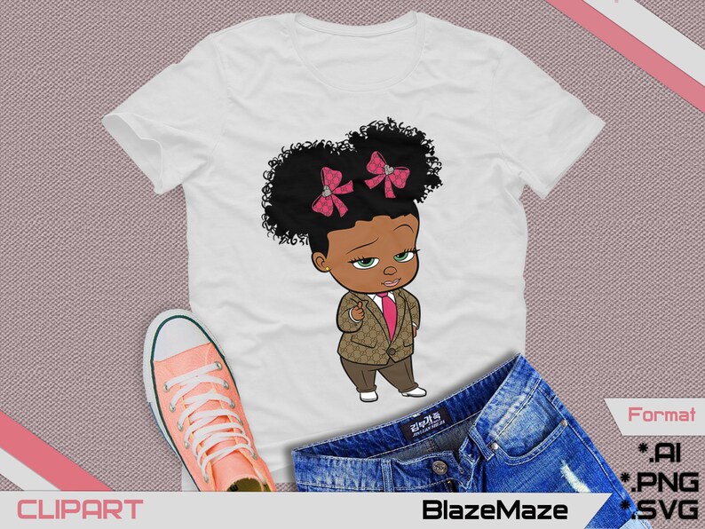 Download Baby boss girl famous brand svg png ai african american girl | Etsy