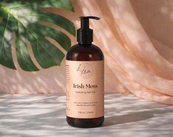 Irish Moss Hair Gel for Curly & Coily Hair | Clean Ingredients, Botanical Blend, Frizz Control, Curl Defining | Aloe + Sea Moss Styling Gel