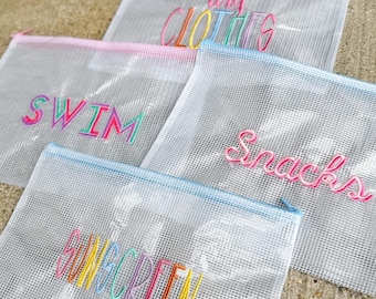 Personalized Waterproof Zip Bag | Custom Swim Bag | Monogram Wet Bag | Kids Snack Pouch | Beach Pool Splash Pad Organizer | Travel Zipper Ba