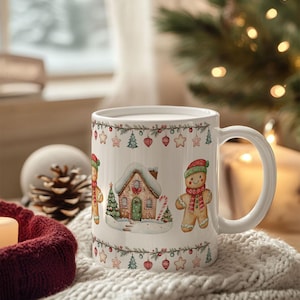Mok peperkoekkoekje kerstthema, mok peperkoekhuis, koffiemok, vakantiecadeau, kerstcadeau, mok kerstthema