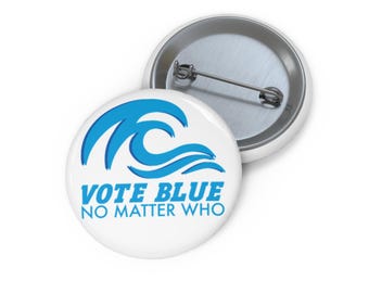 VOTE BLUE - Light Wave Custom Pin Buttons