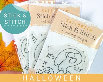 Set of 17 Witchy Stick and Stitch Embroidery Stickers Halloween Stick and  Stitch Embroidery Water Soluble Fabric Stabilizer Stickers 