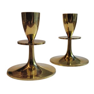 Vintage Brass Candlesticks, Two Piece Set