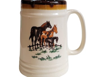 Vintage Ceramic Horse Stein Mug, Rubens Original Equestrian Coffee Mug, Western Stoneware Beer, Horse Lover Gift, Farmhouse Kitchen Cup