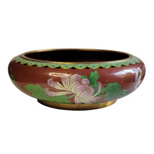Chrysanthemum Blue Bird Cloisonné Chinese Enamel Bowl