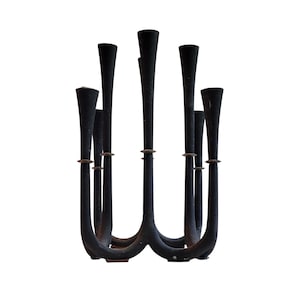 Dansk Jens Quistgaard Cast Iron Candelabra | Mid-Century MCM Black Eight Candles | Decorative Decor Vintage Patina | Dining Room Living Room