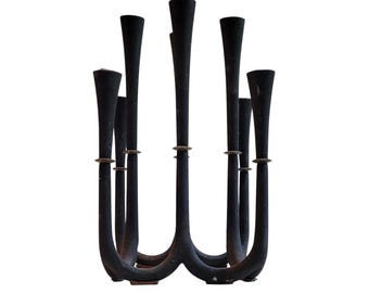 Dansk Jens Quistgaard Cast Iron Candelabra, Mid-Century Modern Black Multi Taper Holder, Vintage MCM Candlestick, Scandinavian Home Decor