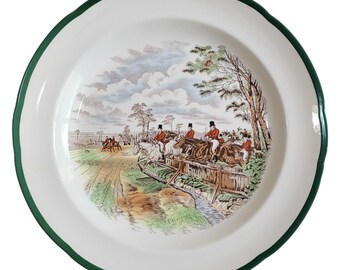 Spode The Hunt Dinner Plate, Full Cry Transferware China Plate, Vintage English Earthenware, J F Herring Fox Hunt Scene, Scalloped Display
