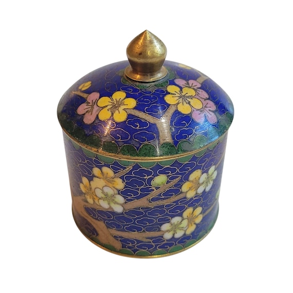 Cloisonne Trinket Box Bonsai Tree Blue - image 2