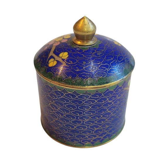 Cloisonne Trinket Box Bonsai Tree Blue - image 4