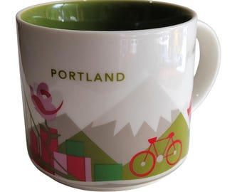 Starbucks Portland Oregon You Are Here Ceramic Mug, Vintage Collectible Souvenir Cup, Pacific Northwest Travel Gift, Oregon Coffee Mug