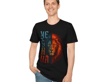 Camiseta unisex suave con el león cristiano YESHUA, camiseta religiosa bíblica, ropa cristiana, regalo para él/ella, camiseta del león de Judá