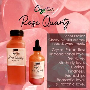 Crystal Inspired Bubble Bath, Body Oil & Body Mist Set Rose Quartz