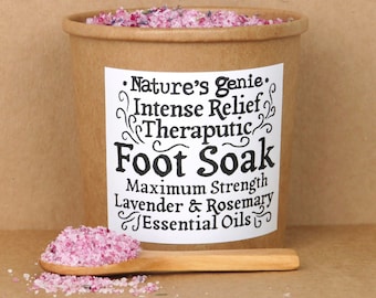 Lavender & Rosemary Foot Soak Tub Essential Oil Foot Therapy Nature's Genie Foot Soak Crystals with Scoop Handmade 100% Natural Epsom Soak
