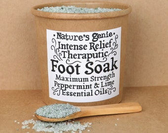 Peppermint & Lime Foot Soak Tub Essential Oil Foot Therapy Nature's Genie Foot Soak Crystals with Scoop Handmade 100% Natural Epsom Soak