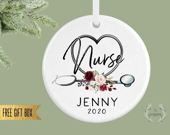 Personalized Nurse Ornament, Nurse Gift, Nurse Stethoscope Ornament, Nurse Keepsake, Custom Christmas Ornament, Nurse Graduation Gift
