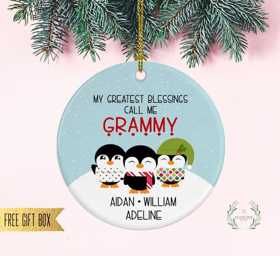 Family Keepsake Holiday Family Ornament Custom Christmas Gift Personalized Family Penguin Ornament Family Name Ornament