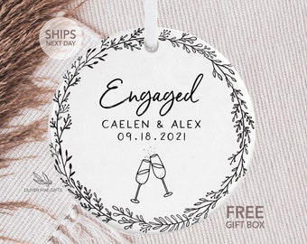 Personalized Engagement Ornament, Engagement Gifts for Couple, Engagement Gift for Bride, Engaged Christmas Ornament, Engagement Gift