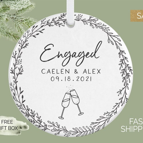 Personalized Engaged Ornament Gift for the Couple Etsy