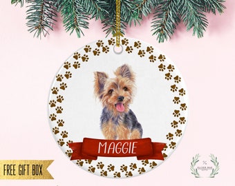 Yorkshire Terrier 'Yours Forever Photo Slate Christmas Gift Ornament AD-Y84ySL 