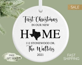 Personalized New Home Ornament, 2021 Housewarming Gift, Custom Homeowner Gift, State Christmas Ornament, First Home Ornament, Real Estate