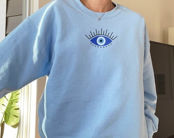 Evil Eye Sweatshirt Evil Eye Hoodie Crew Neck Sweatshirt Evil Eye Clothing Boho Hoodie Trendy Sweatshirt Trendy Clothes Graphic Sweatshirt