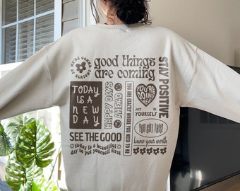 Positive Quotes Crew Neck Sweatshirt Trendy Sweatshirt Cute Crewnecks Mental Health Shirt Preppy Clothes Aesthetic Sweatshirt Beige Crewneck