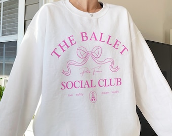 The Ballet Crew Neck Sweatshirt Ribbon Sweatshirt Balletcore Crewneck Ballet Core Soft Girl Aesthetic Y2k Top Preppy Stuff Trendy Clothing