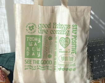 Positive Quotes Cute Tote Bag Trendy Tote Bag Cute Tote Bags Canvas Tote Bag Aesthetic Tote Bag Retro Tote Bag Small Tote Bag Mental Health