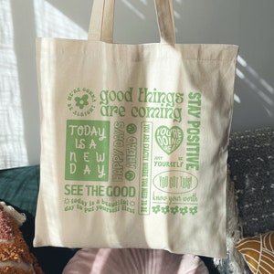 Positive Quotes Cute Tote Bag Trendy Tote Bag Cute Tote Bags Canvas Tote Bag Aesthetic Tote Bag Retro Tote Bag Small Tote Bag Mental Health