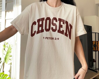 Chosen T Shirt Christian Apparel Gift Bible Verse Faith Shirt Trendy Clothes Aesthetic Clothing Positive Shirts Jesus Shirt Pink Tee Preppy