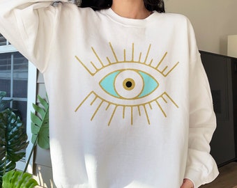 Evil Eye Sweatshirt Aesthetic Sweatshirt Crew Neck Sweatshirt Evil Eye Clothing Trendy Clothes Tarot Shirt Witch Hoodie Aesthetic Hoodies