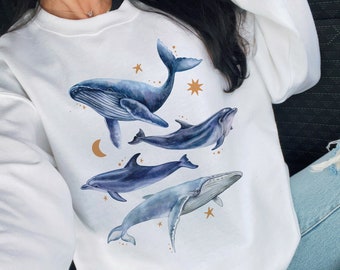 Whale Sweatshirt Whale Crew Neck Sweatshirt Whale Shirt Trendy Crewneck Whale Hoodie Trendy Hoodie Aesthetic Sweatshirt Trendy Sweatshirt