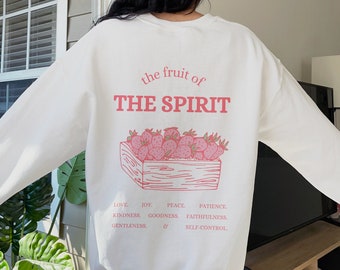 The Fruit Of The Spirit Crewneck Christian Sweatshirt Bible Verse Shirt Christian Apparel Strawberry Sweatshirt Jesus Shirt Preppy Stuff