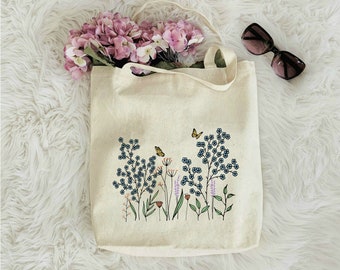 Flower Tote Bag Cute Tote Bag Floral Tote Aesthetic Bag Market Bag Tote Bag Pattern Canvas Tote Bag Shoulder Bag Shopping Bag Cute Tote Bags