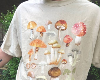 Mushroom Shirt Cottagecore Clothing Plant Shirt Cottagecore Aesthetic Mushroom Print Mushroom Clothing Botanical Shirt Cottage Core