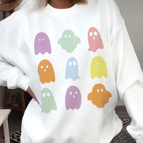 Ghost Crew Neck Sweatshirt Halloween 