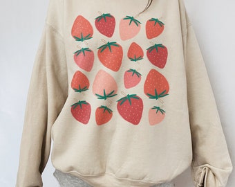 Strawberry Sweater Strawberry Shirt Strawberry Clothes Strawberry Top Cottagecore Aesthetic Cottagecore Clothes Cottagecore Sweater
