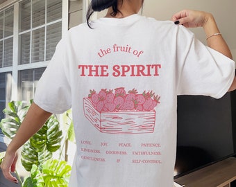 The Fruit Of The Spirit Tee Christian Shirt Bible Verse Shirt Christian Apparel Strawberry Top Jesus Shirt Preppy Stuff Verse Shirts
