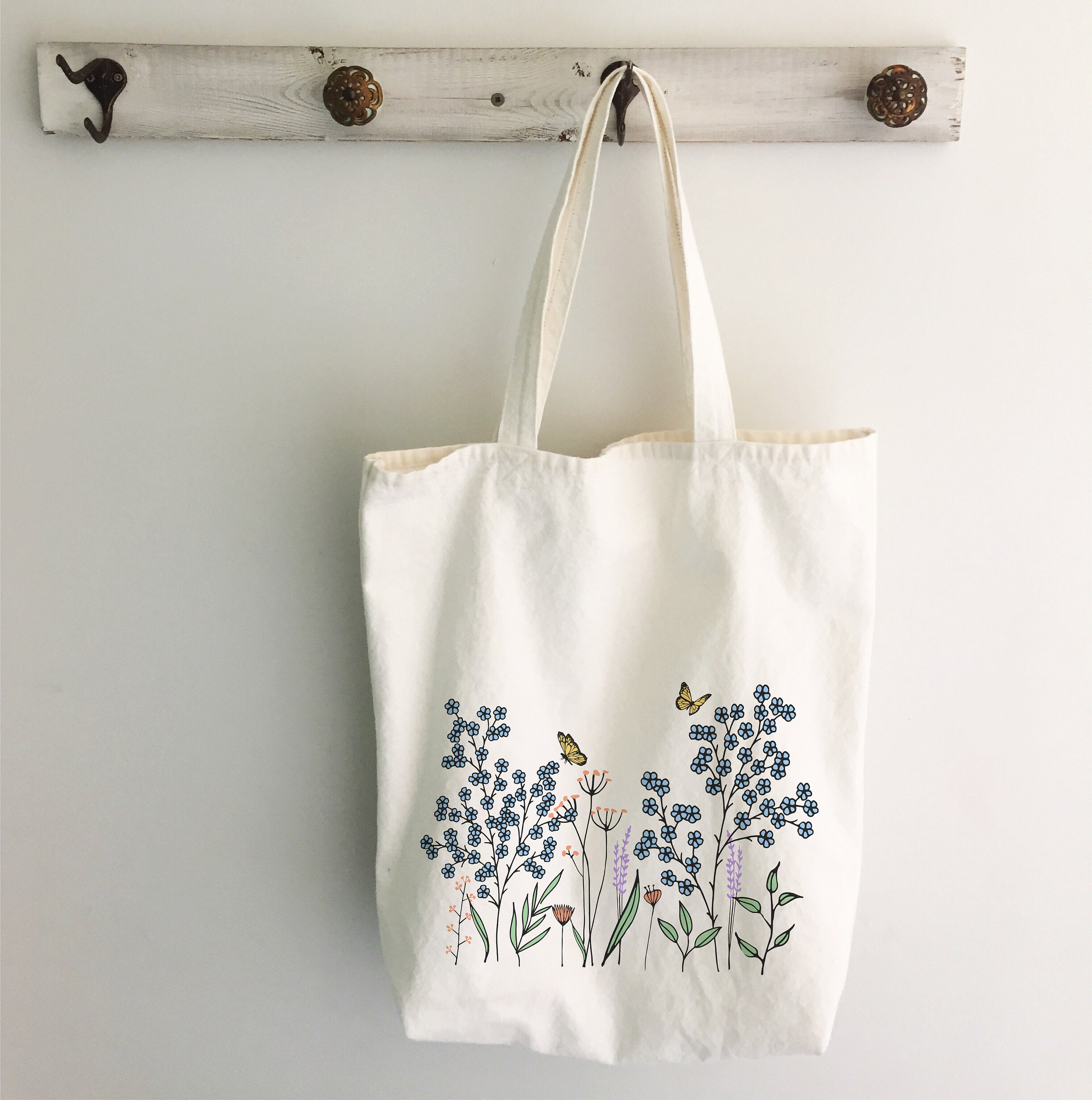 Flower Tote Bag Cute Tote Bag Floral Tote Aesthetic Bag Market - Etsy