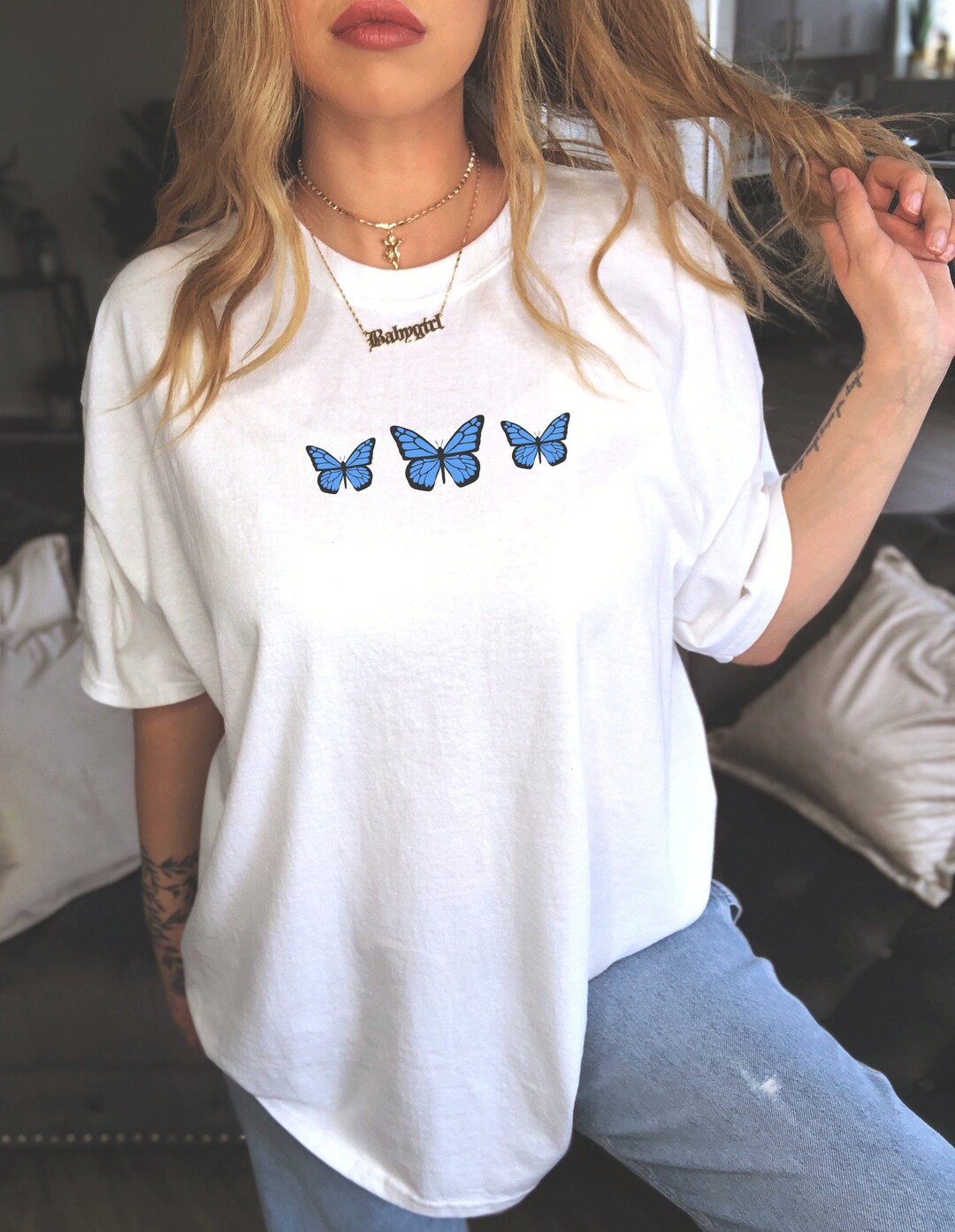 Blue Butterfly Shirt Butterfly Tee Monarch Butterfly T Etsy