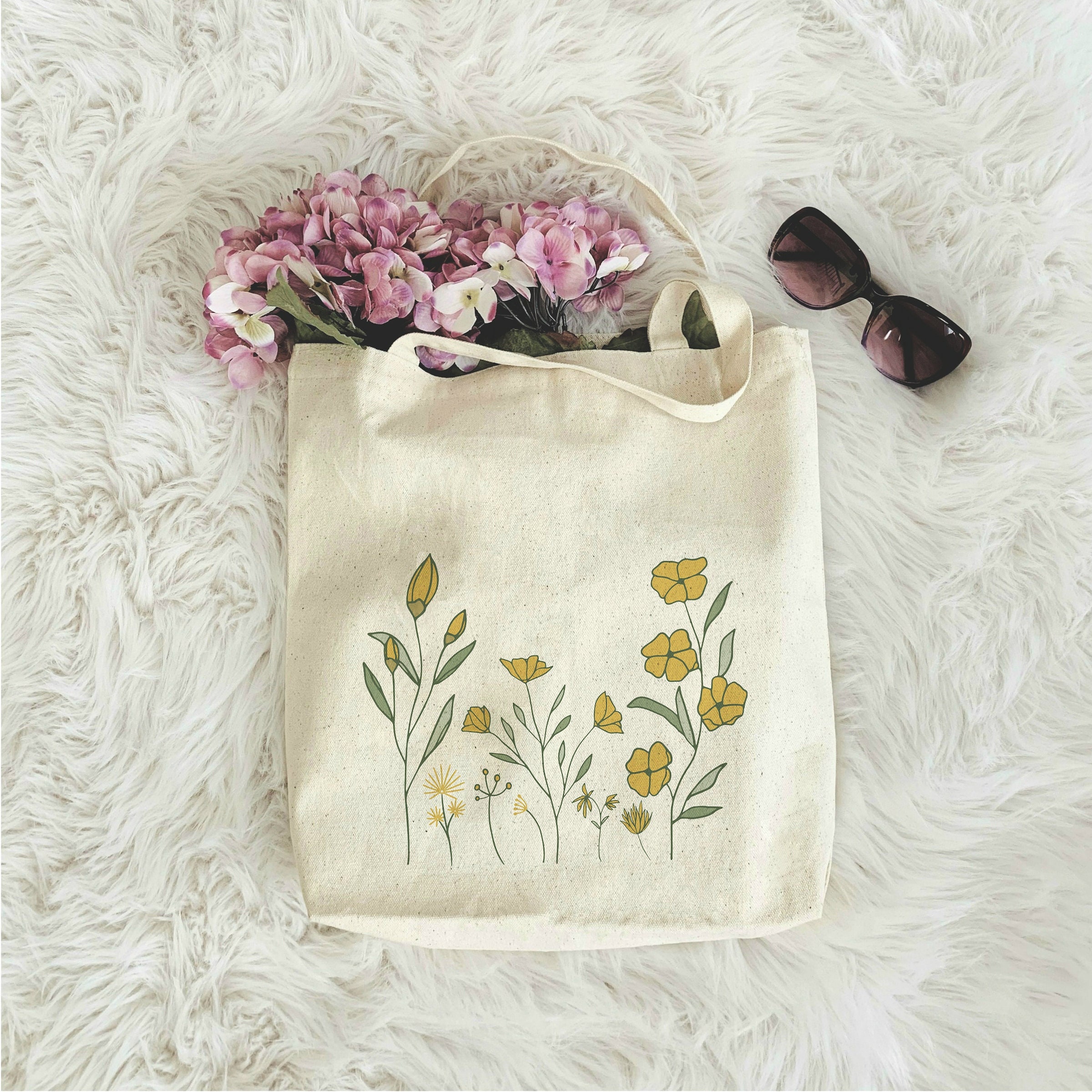 Flower Tote Bag Cute Tote Bag Floral Tote Aesthetic Bag Trendy - Etsy