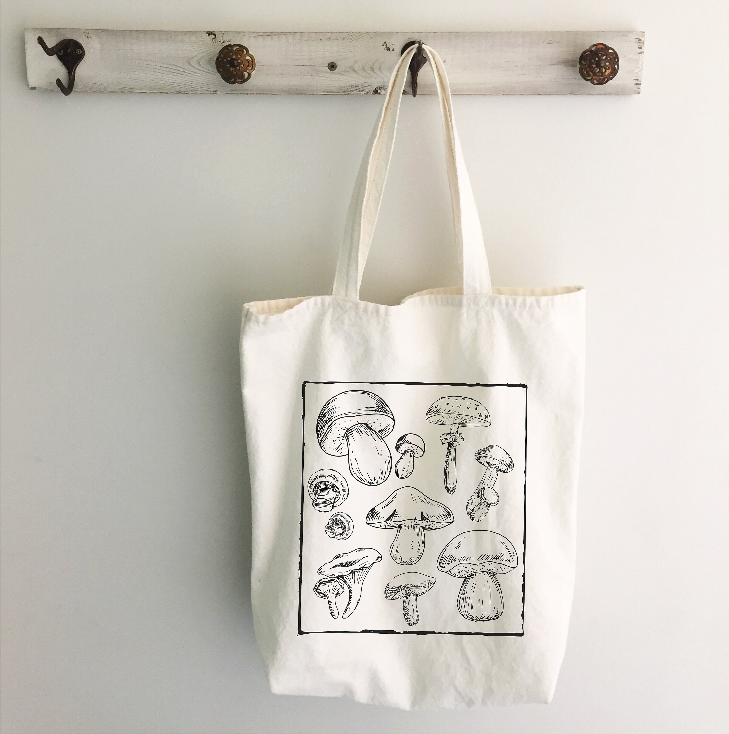 Mushroom Tote Bag Cute Tote Bag Mushroom Bag Plant Tote Etsy