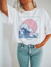 And So It Is Ocean Wave Aesthetic, Japanese Wave Aesthetic, Cute Summer Tee, Sunset Waves Tee, Tumblr Style White Tee, Women's Graphic Tee 