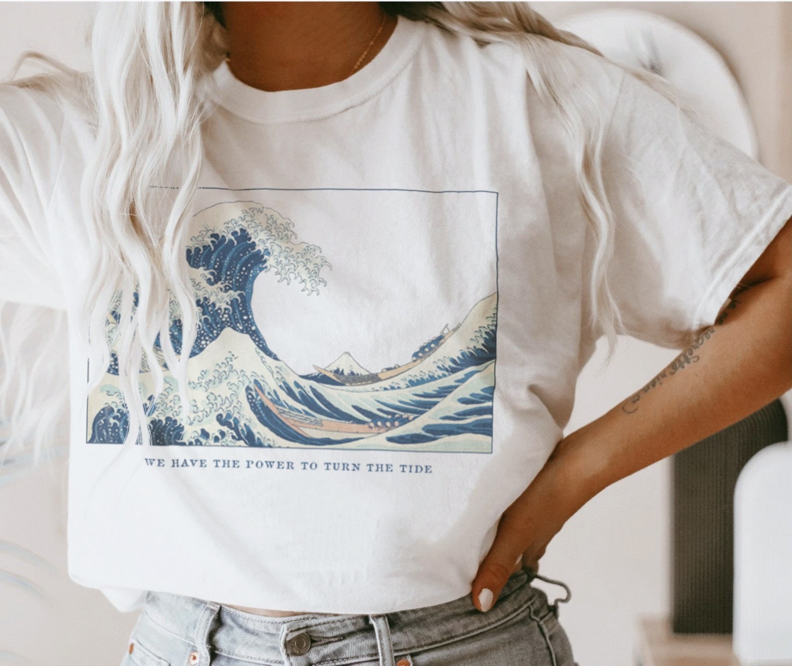 japanese wave painting shirt